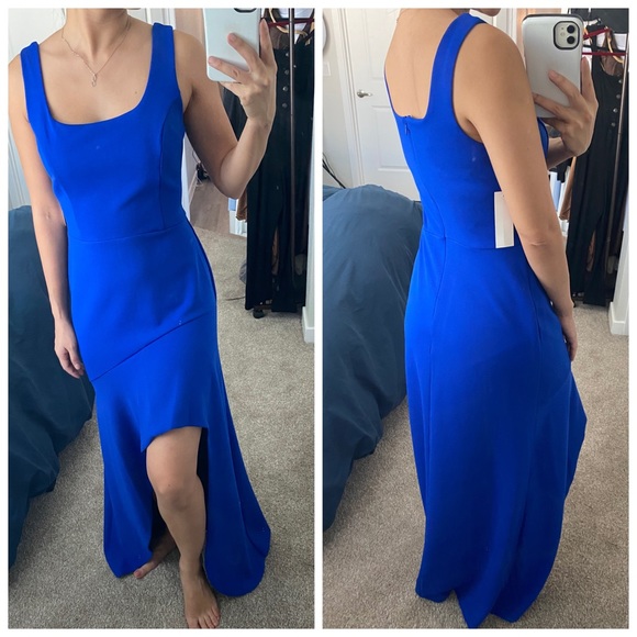 blue slit maxi dress